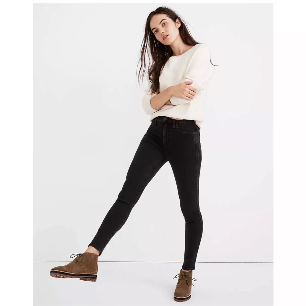 Madewell 10” High-Rise Skinny Jeans MA977 Black/Charcoal Stretch Size 26 $128